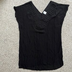 Swim coverall with crochet neckline